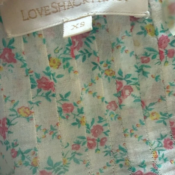 LoveShackFancy Floral Blouse - Pink and Green ruffles romantic 💘 - Picture 4 of 5